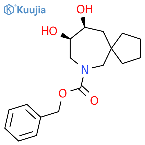 rac-benzyl (9R,10S)-9,10-dihydroxy-7-azaspiro4.6undecane-7-carboxylate structure
