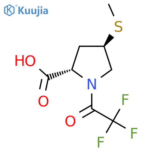 (2S,4R)-4-(methylsulfanyl)-1-(2,2,2-trifluoroacetyl)pyrrolidine-2-carboxylic acid structure