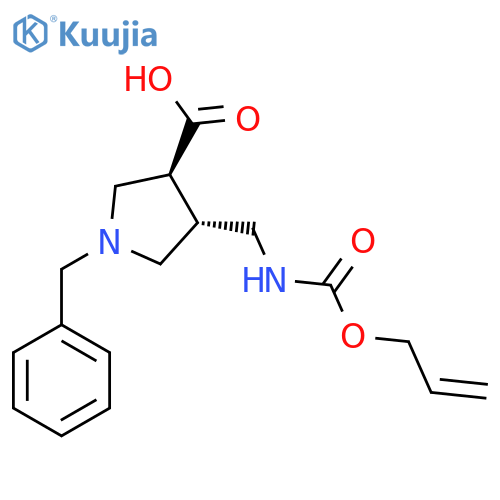 rac-(3R,4S)-1-benzyl-4-({(prop-2-en-1-yloxy)carbonylamino}methyl)pyrrolidine-3-carboxylic acid structure