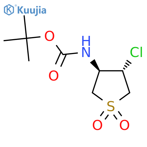 rac-tert-butyl N-(3R,4S)-4-chloro-1,1-dioxo-1lambda6-thiolan-3-ylcarbamate structure