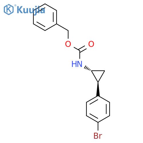 rac-benzyl N-(1R,2S)-2-(4-bromophenyl)cyclopropylcarbamate structure
