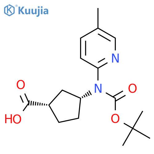 rac-(1R,3S)-3-{(tert-butoxy)carbonyl(5-methylpyridin-2-yl)amino}cyclopentane-1-carboxylic acid structure