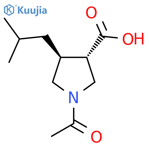 rac-(3R,4R)-1-acetyl-4-(2-methylpropyl)pyrrolidine-3-carboxylic acid structure