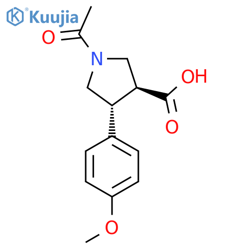 rac-(3R,4S)-1-acetyl-4-(4-methoxyphenyl)pyrrolidine-3-carboxylic acid structure