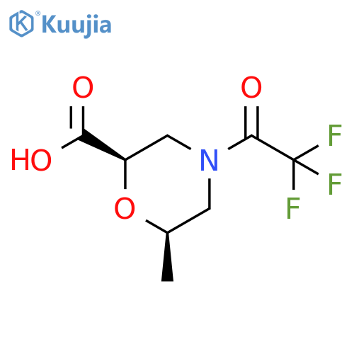 rac-(2R,6R)-6-methyl-4-(2,2,2-trifluoroacetyl)morpholine-2-carboxylic acid structure