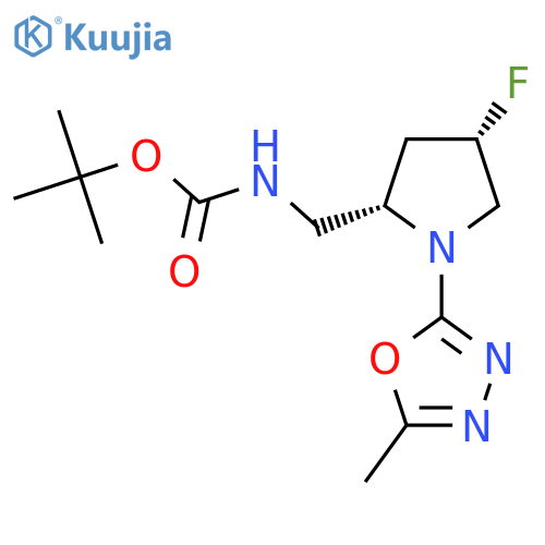tert-butyl N-{(2S,4S)-4-fluoro-1-(5-methyl-1,3,4-oxadiazol-2-yl)pyrrolidin-2-ylmethyl}carbamate structure