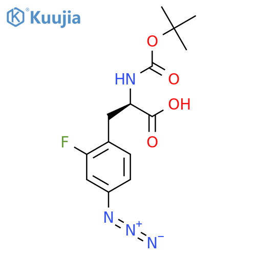 (2R)-3-(4-azido-2-fluorophenyl)-2-{(tert-butoxy)carbonylamino}propanoic acid structure