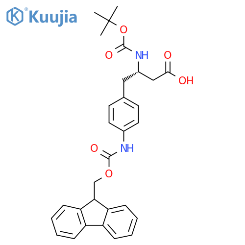 (3S)-3-{(tert-butoxy)carbonylamino}-4-4-({(9H-fluoren-9-yl)methoxycarbonyl}amino)phenylbutanoic acid structure