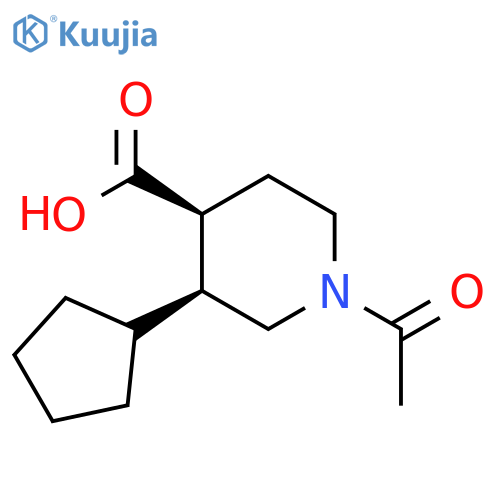 rac-(3R,4R)-1-acetyl-3-cyclopentylpiperidine-4-carboxylic acid structure