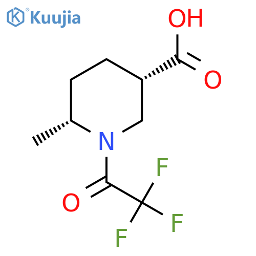 rac-(3R,6S)-6-methyl-1-(trifluoroacetyl)piperidine-3-carboxylic acid structure