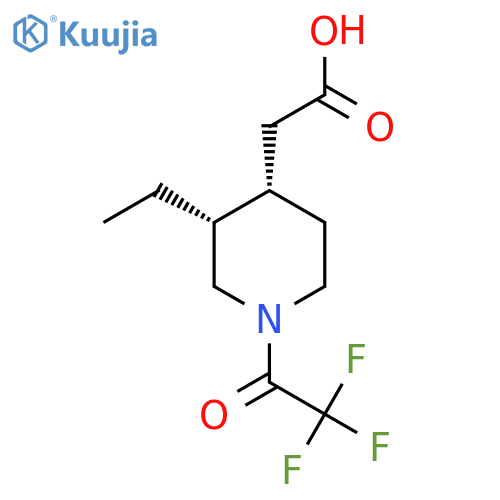 2-(3R,4S)-3-ethyl-1-(2,2,2-trifluoroacetyl)piperidin-4-ylacetic acid structure