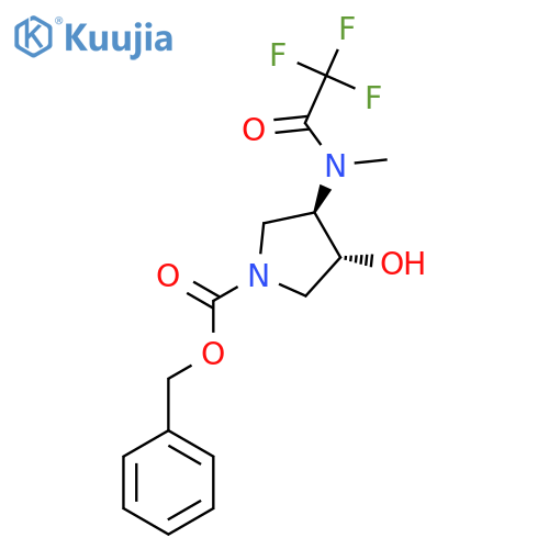 rac-benzyl (3R,4R)-3-hydroxy-4-(2,2,2-trifluoro-N-methylacetamido)pyrrolidine-1-carboxylate structure
