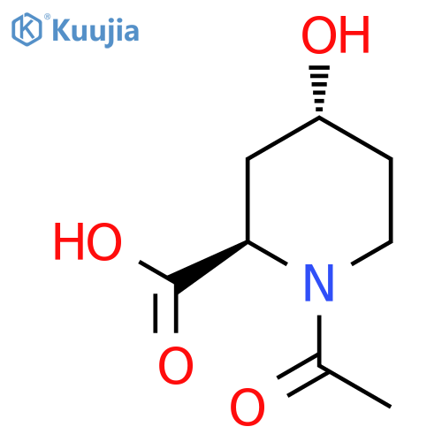 rac-(2R,4R)-1-acetyl-4-hydroxypiperidine-2-carboxylic acid structure