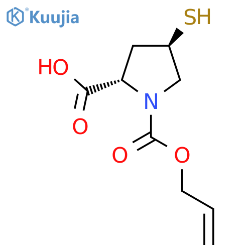 (2S,4R)-1-(prop-2-en-1-yloxy)carbonyl-4-sulfanylpyrrolidine-2-carboxylic acid structure