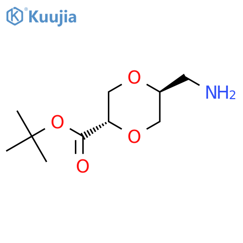 rac-tert-butyl (2R,5R)-5-(aminomethyl)-1,4-dioxane-2-carboxylate structure