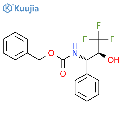 rac-benzyl N-(1R,2R)-3,3,3-trifluoro-2-hydroxy-1-phenylpropylcarbamate structure