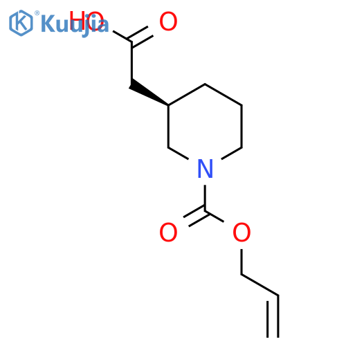 2-(3R)-1-(prop-2-en-1-yloxy)carbonylpiperidin-3-ylacetic acid structure