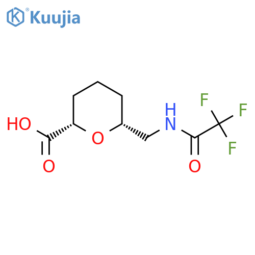 rac-(2R,6S)-6-(2,2,2-trifluoroacetamido)methyloxane-2-carboxylic acid structure