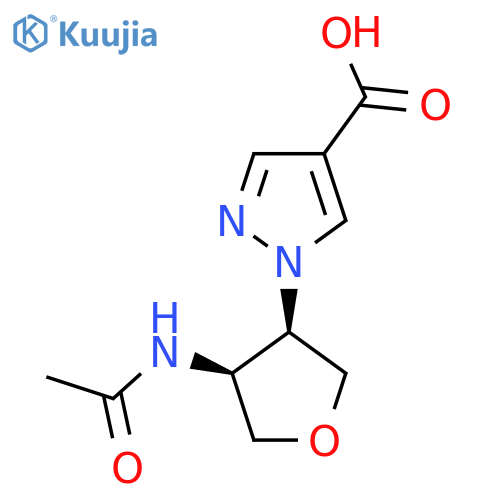 rac-1-(3R,4S)-4-acetamidooxolan-3-yl-1H-pyrazole-4-carboxylic acid structure