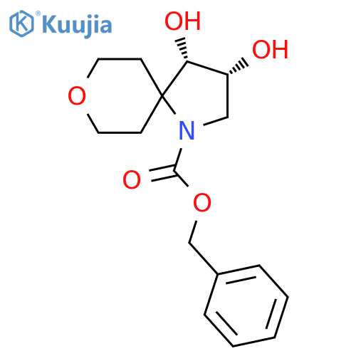 rac-benzyl (3R,4S)-3,4-dihydroxy-8-oxa-1-azaspiro4.5decane-1-carboxylate structure