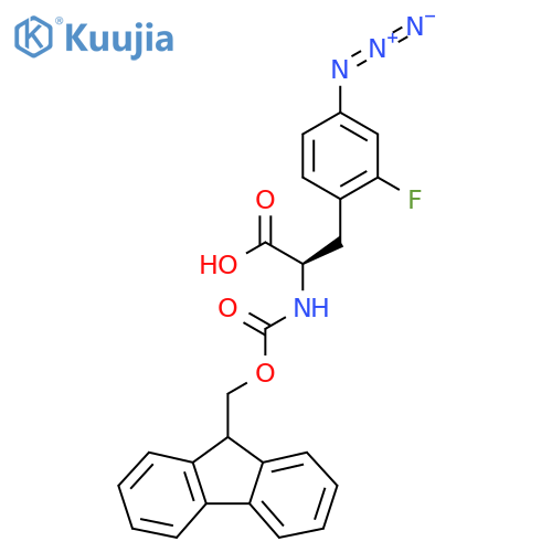 (2R)-3-(4-azido-2-fluorophenyl)-2-({(9H-fluoren-9-yl)methoxycarbonyl}amino)propanoic acid structure