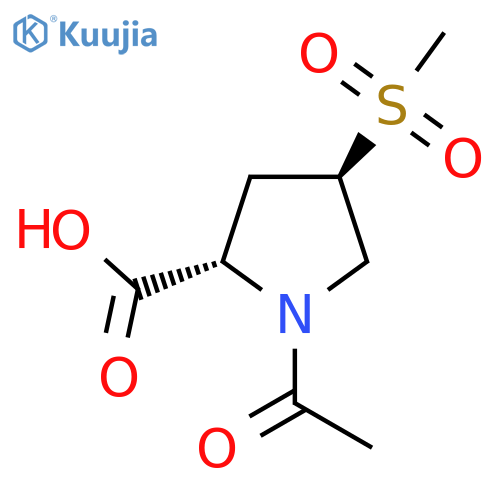 (2S,4R)-1-acetyl-4-methanesulfonylpyrrolidine-2-carboxylic acid structure