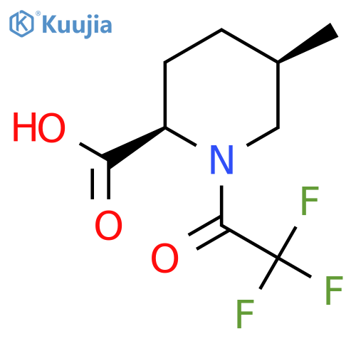 rac-(2R,5R)-5-methyl-1-(trifluoroacetyl)piperidine-2-carboxylic acid structure
