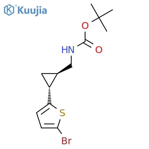 rac-tert-butyl N-{(1R,2R)-2-(5-bromothiophen-2-yl)cyclopropylmethyl}carbamate structure