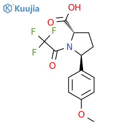 (2S,5S)-5-(4-methoxyphenyl)-1-(2,2,2-trifluoroacetyl)pyrrolidine-2-carboxylic acid structure