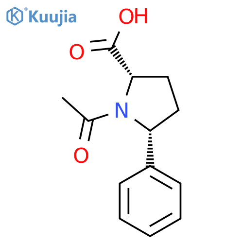 (2S,5R)-1-acetyl-5-phenylpyrrolidine-2-carboxylic acid structure