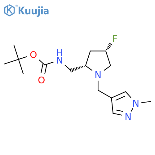 tert-butyl N-{(2S,4S)-4-fluoro-1-(1-methyl-1H-pyrazol-4-yl)methylpyrrolidin-2-ylmethyl}carbamate structure