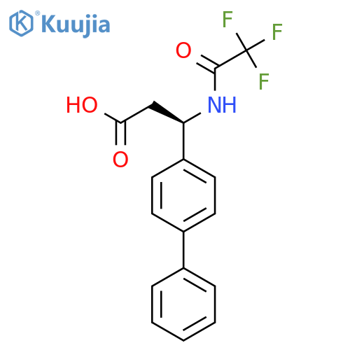 (3R)-3-{1,1'-biphenyl-4-yl}-3-(2,2,2-trifluoroacetamido)propanoic acid structure
