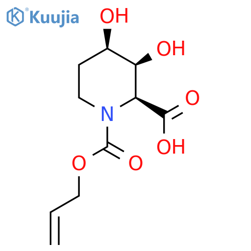 rac-(2R,3R,4S)-3,4-dihydroxy-1-(prop-2-en-1-yloxy)carbonylpiperidine-2-carboxylic acid structure