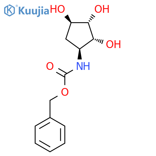 rac-benzyl N-(1R,2S,3R,4S)-2,3,4-trihydroxycyclopentylcarbamate structure