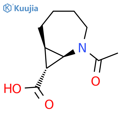 rac-(1R,7R,8R)-2-acetyl-2-azabicyclo5.1.0octane-8-carboxylic acid structure