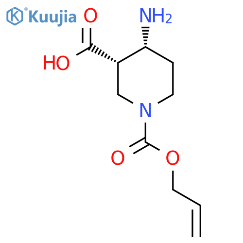 rac-(3R,4S)-4-amino-1-(prop-2-en-1-yloxy)carbonylpiperidine-3-carboxylic acid structure