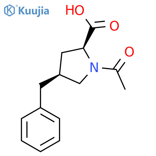 rac-(2R,4R)-1-acetyl-4-benzylpyrrolidine-2-carboxylic acid structure