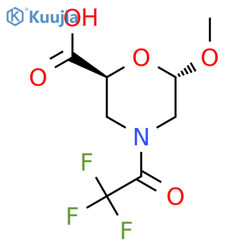 rac-(2R,6R)-6-methoxy-4-(2,2,2-trifluoroacetyl)morpholine-2-carboxylic acid structure