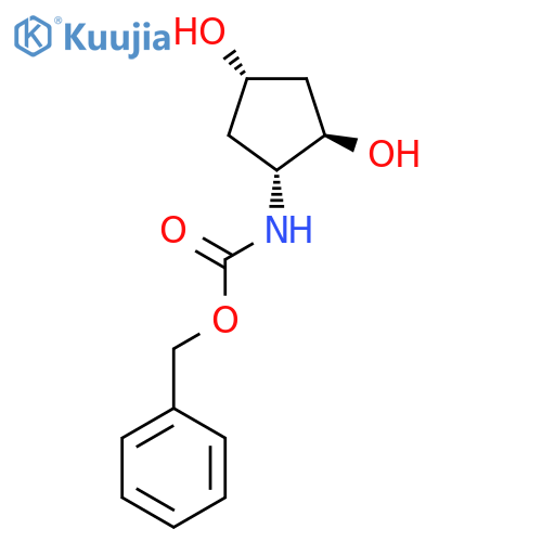 rac-benzyl N-(1R,2R,4S)-2,4-dihydroxycyclopentylcarbamate structure