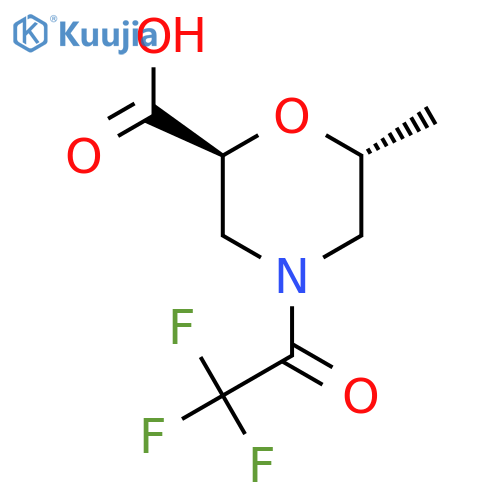 (2S,6R)-6-methyl-4-(2,2,2-trifluoroacetyl)morpholine-2-carboxylic acid structure