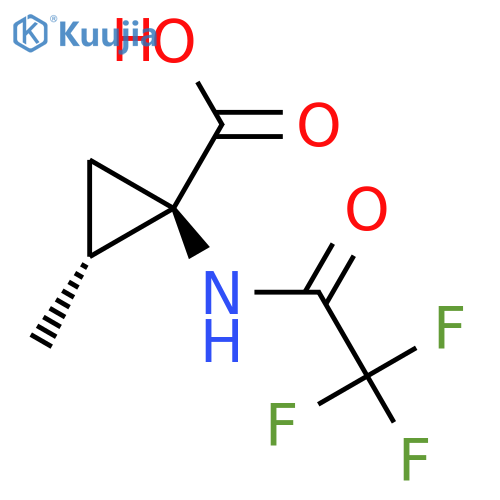 rac-(1R,2R)-2-methyl-1-(trifluoroacetamido)cyclopropane-1-carboxylic acid structure
