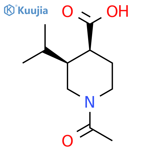 rac-(3R,4R)-1-acetyl-3-(propan-2-yl)piperidine-4-carboxylic acid structure