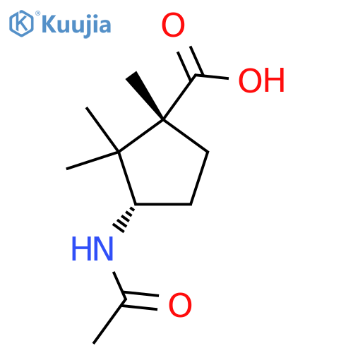 (1R,3S)-3-acetamido-1,2,2-trimethylcyclopentane-1-carboxylic acid structure