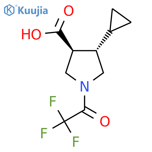 rac-(3R,4R)-4-cyclopropyl-1-(trifluoroacetyl)pyrrolidine-3-carboxylic acid structure