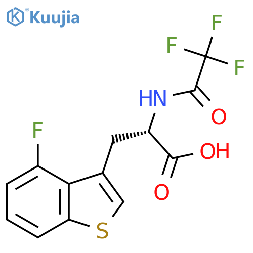 (2S)-3-(4-fluoro-1-benzothiophen-3-yl)-2-(2,2,2-trifluoroacetamido)propanoic acid structure