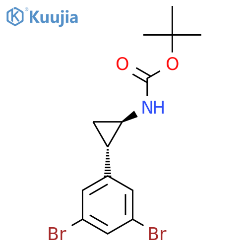 rac-tert-butyl N-(1R,2S)-2-(3,5-dibromophenyl)cyclopropylcarbamate structure