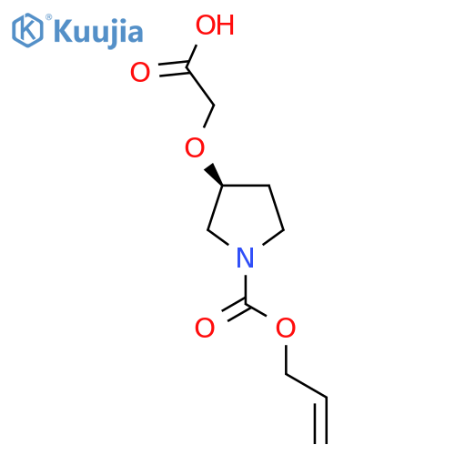 2-{(3S)-1-(prop-2-en-1-yloxy)carbonylpyrrolidin-3-yloxy}acetic acid structure