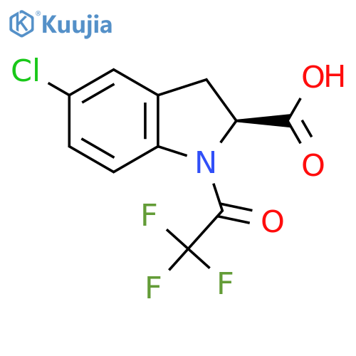 (2S)-5-chloro-1-(2,2,2-trifluoroacetyl)-2,3-dihydro-1H-indole-2-carboxylic acid structure