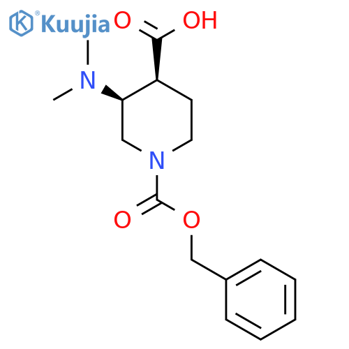 rac-(3R,4R)-1-(benzyloxy)carbonyl-3-(dimethylamino)piperidine-4-carboxylic acid structure
