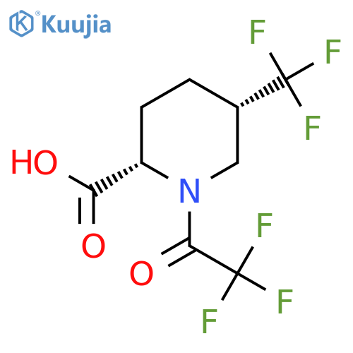 rac-(2R,5R)-1-(2,2,2-trifluoroacetyl)-5-(trifluoromethyl)piperidine-2-carboxylic acid structure
